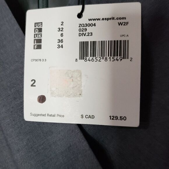 Esprit NWT Size 2 Grey Sleeveless V-neck Belted Lined Dress - Picture 6 of 16